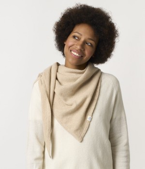 Beige Merz B. Schwanen SKTS01 light triangle Women Scarf | MERZ6450873