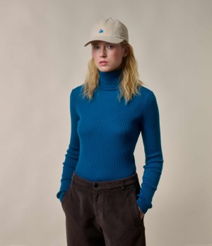 Dark Grey Blue Merz B. Schwanen WMWST01 turtleneck Women Pullover | MERZ5746801