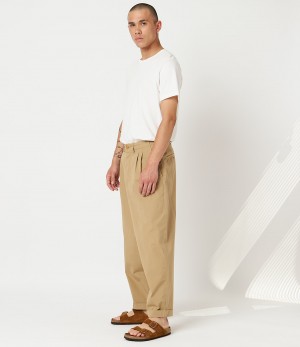 Khaki Merz B. Schwanen PANTS03 pleated-front Men Pants | MERZ0895346