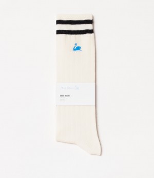 White / Black Merz B. Schwanen GS08 cotton Women Socks | MERZ9370546