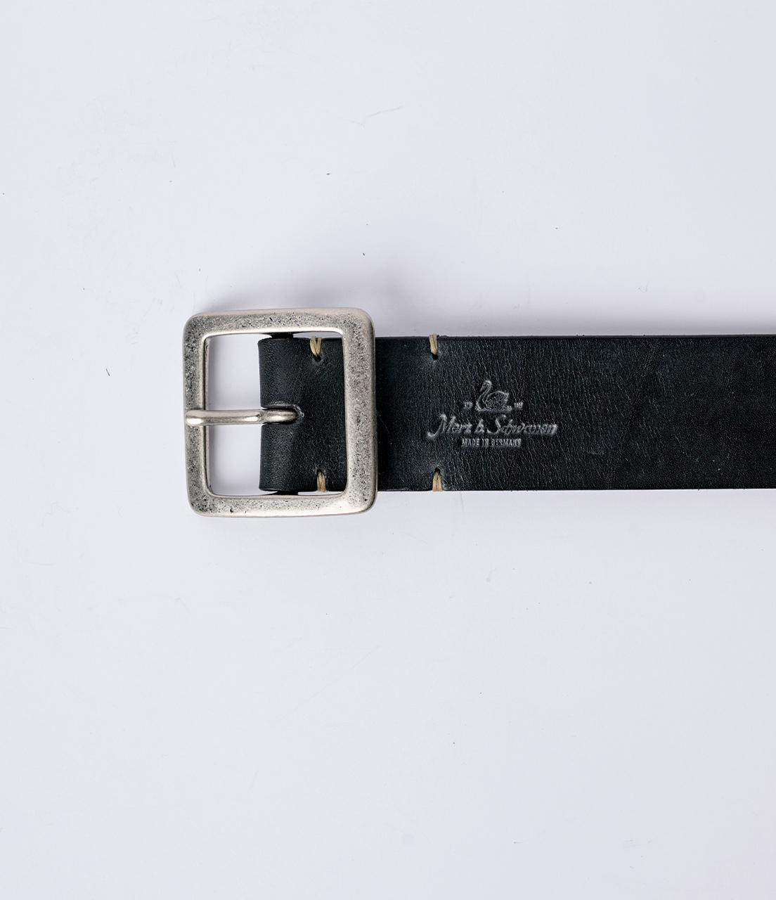 Black / Grey Merz B. Schwanen BELT40 Saddle Leather (4cm / 1.57in) Men Belt | MERZ4076932