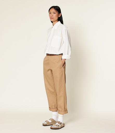 Khaki Merz B. Schwanen PANTS02 high waisted Women Pants | MERZ5870931