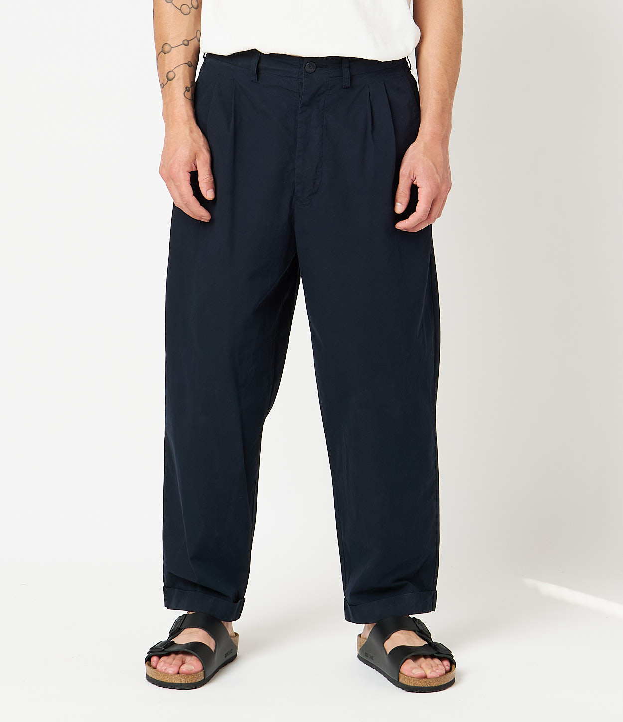 Navy Merz B. Schwanen PANTS03 pleated-front Men Pants | MERZ9028641