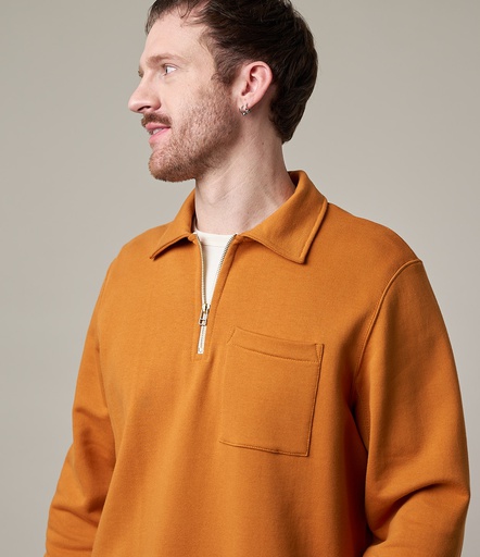 Orange Merz B. Schwanen 342Z loopwheeled half zip Men Sweatshirts | MERZ0376159